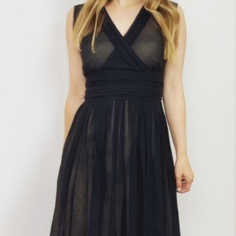 BANANA REPUBLIC Black Silk Chiffon Dress w/ slip Size 0